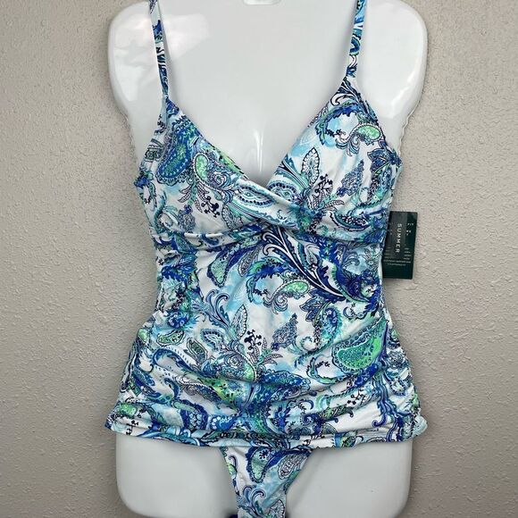 NWT Lauren Ralph Lauren Two-Piece Swimsuit Sizes 8 or 10 - Picture 1 of 8